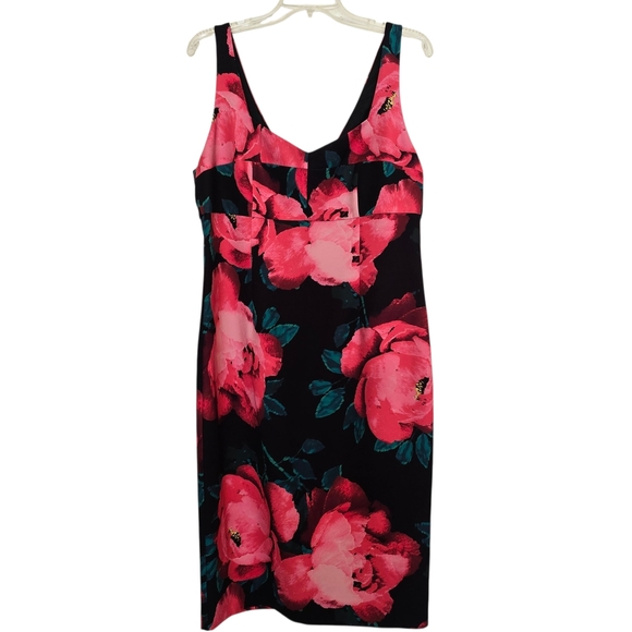 Trina Turk Sweetheart Black Pink Floral Sleeveless Dress - Picture 2 of 6